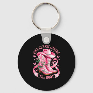 Give breast cancer the boot cowboy boots cancer key ring