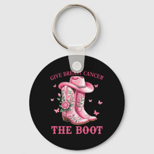 Give Breast Cancer The Boot Cowgirl Cancer Awarene Key Ring