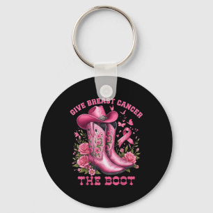 Give Breast Cancer The Boot Cowgirl Cancer Awarene Key Ring