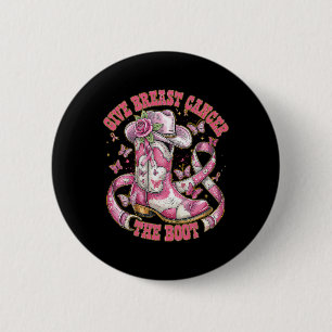Give Breast Cancer The Boot Floral Pink Ribbon Cow 6 Cm Round Badge