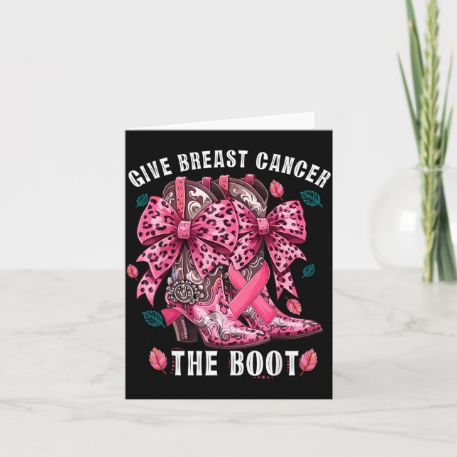 Give Breast Cancer The Boot Nk Cowgirl Western Tee Card (Front)