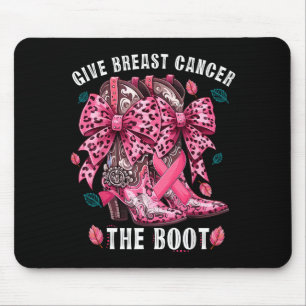 Give Breast Cancer The Boot Nk Cowgirl Western Tee Mouse Pad