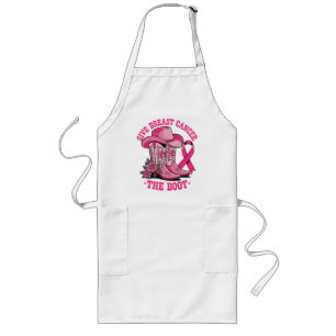 Give Breast Cancer The Boot Pink Cowboy Boots Hat Long Apron