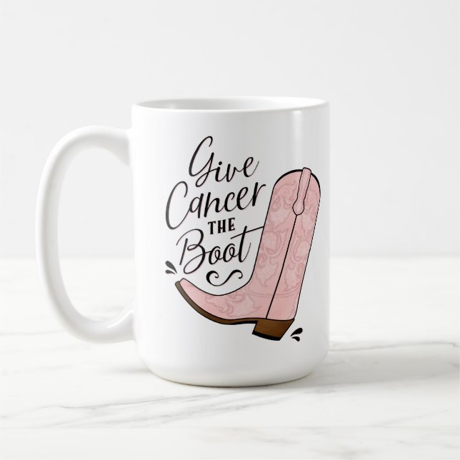 Give Cancer the Boot Breast Cancer Awareness Coffee Mug (Left)