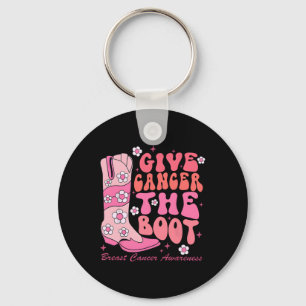 Give Cancer The Boot Breast Cancer Awareness  Key Ring