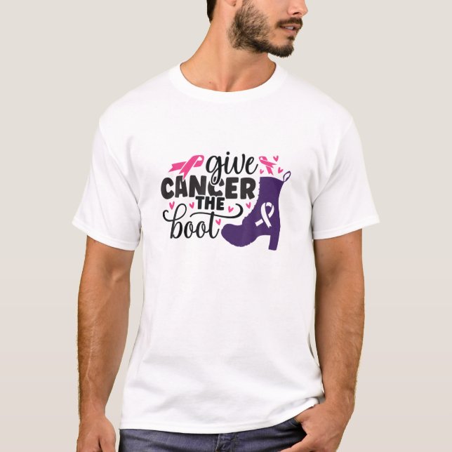 Give Cancer The Boot Breast Cancer Matching Family T-Shirt (Front)
