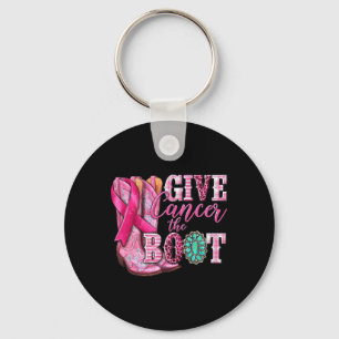 Give Cancer The Boot Cowgirl Breast Cancer Pink Ri Key Ring
