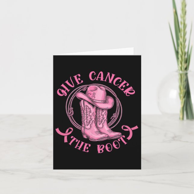 Give Cancer The Boot Pink Breast Cancer Western Co Card (Front)