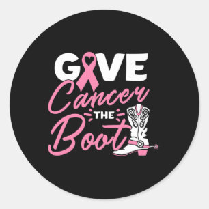Give Cancer The Boot Pink Ribbon Breast Cancer Awa Classic Round Sticker