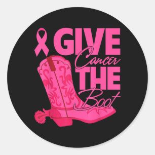 Give Cancer The Boot Western Cowgirl Breast Cancer Classic Round Sticker