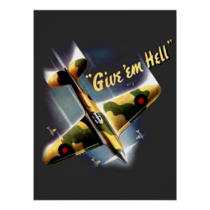 Give 'Em Hell - Retro Spitifire Poster