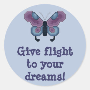Give flight to your dreams! Butterfly Stitcker Classic Round Sticker