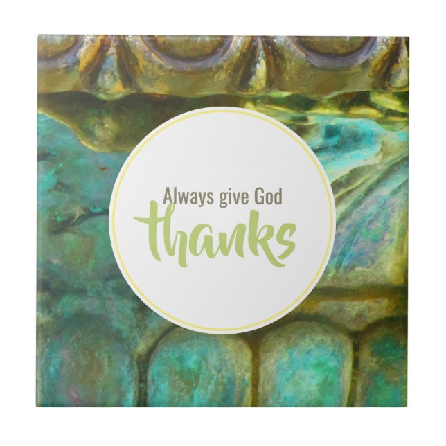 Give God Thanks Copper Patina Ceramic Tile (Front)