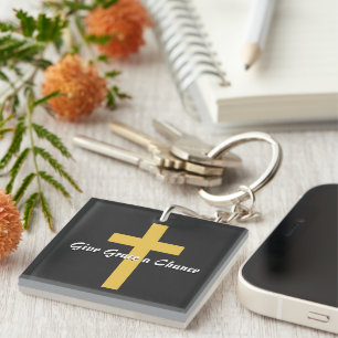 Give Grace a Chance Button Key Ring