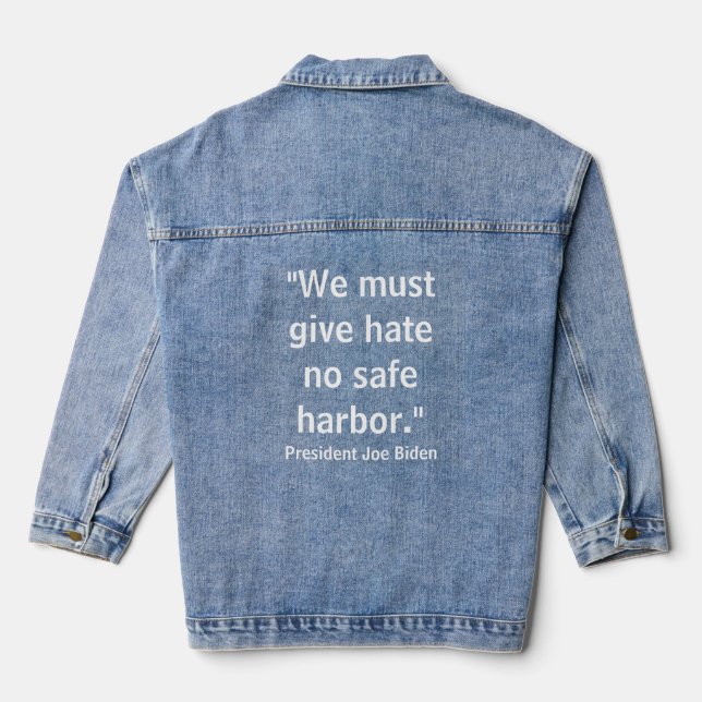 Give Hate No Safe Harbour - Joe Biden Men's Denim Jacket (Back)