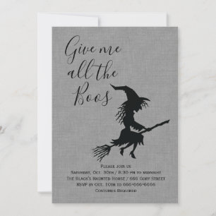Give me all the Boos Linen Halloween Party Invitation