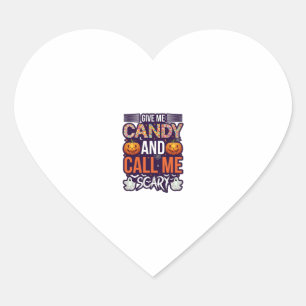 Give Me Candy Call Scary Halloween Ghost Pumpkin_1 Heart Sticker