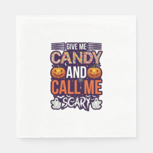 Give Me Candy Call Scary Halloween Ghost Pumpkin_1 Napkin