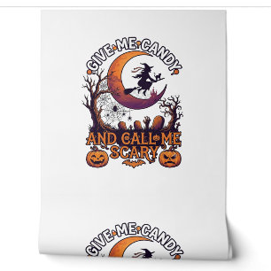 Give Me Candy Call Scary Witch Moon Pumpkins Wallpaper