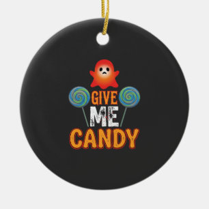 Give Me Candy Halloween Ghost_1 Ceramic Ornament