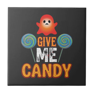 Give Me Candy Halloween Ghost_1 Ceramic Tile