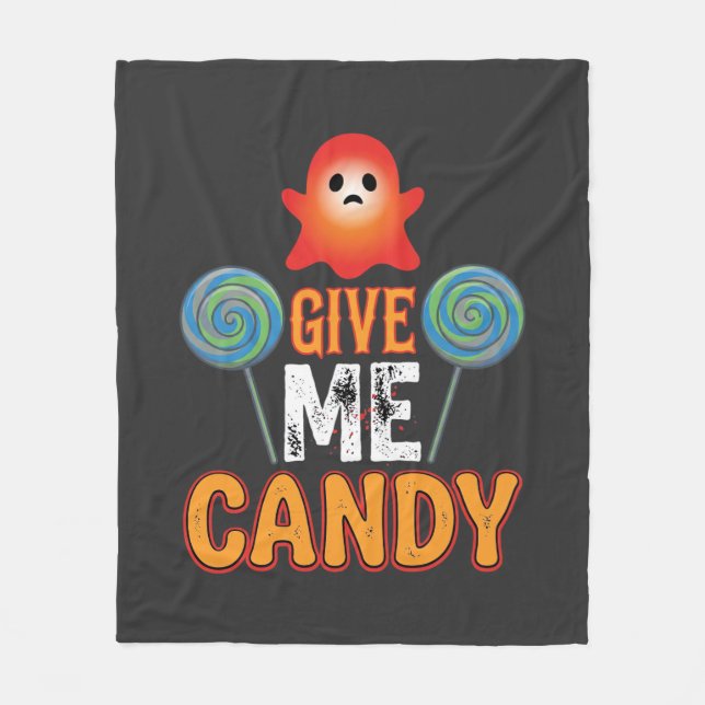 Give Me Candy Halloween Ghost_1 Fleece Blanket (Front)
