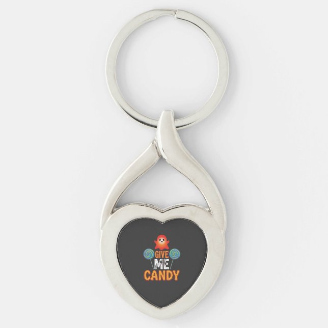 Give Me Candy Halloween Ghost_1 Key Ring (Front)