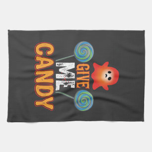Give Me Candy Halloween Ghost_1 Tea Towel