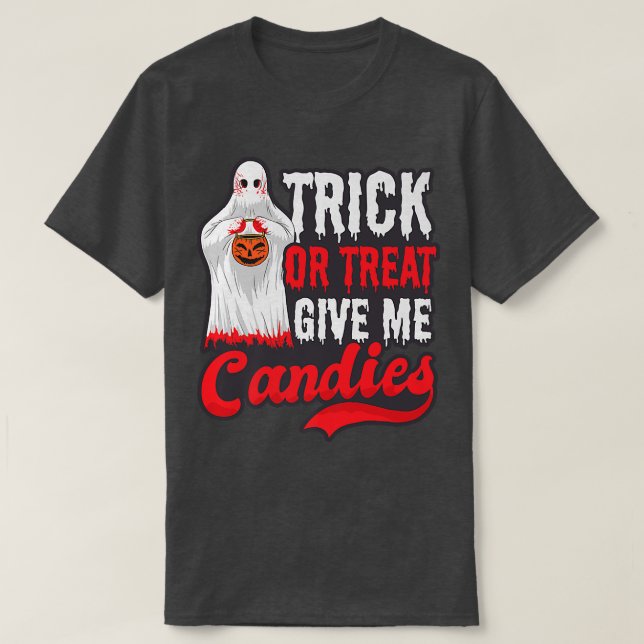 Give Me Candys Design Halloween Ghost323 T-Shirt (Design Front)