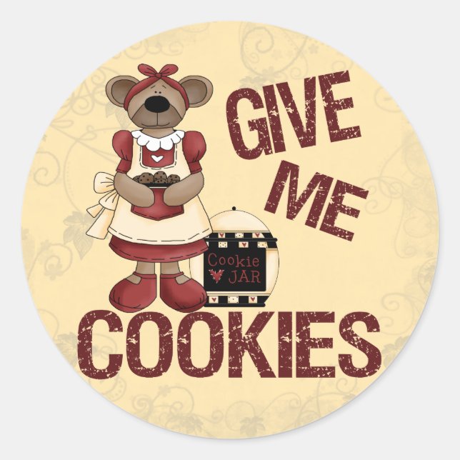 Give Me Cookies Classic Round Sticker (Front)