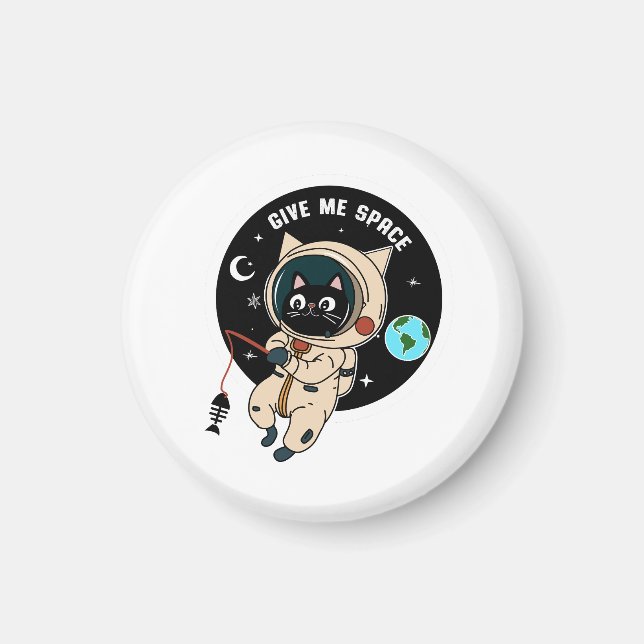 Give Me Space Funny Astronaut Cat Magnet (Front)