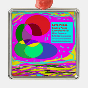 Give peace a chance Christmas message mixed colour Metal Ornament