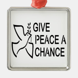 GIVE PEACE A CHANCE METAL TREE DECORATION