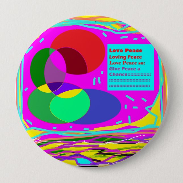 Give peace a chance multi colored message 10 cm round badge (Front)