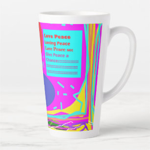 Give peace a chance red and rainbow colours latte mug
