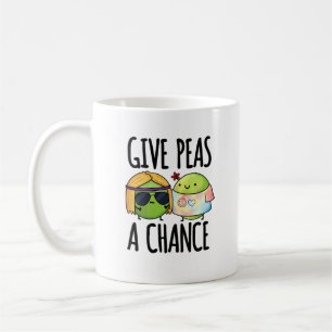 Give Peas A Chance Funny Hippie Peas Pun  Coffee Mug