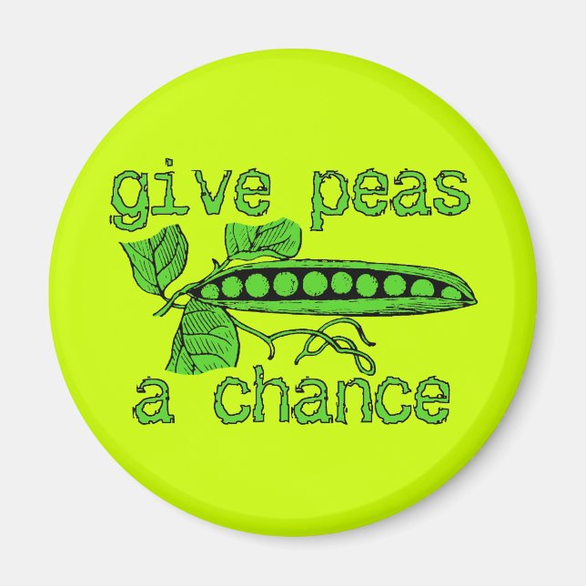 Give Peas A Chance Funny Peace Magnet Humour (Front)