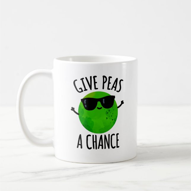 Give Peas A Chance Positive Pea Pun  Coffee Mug (Left)
