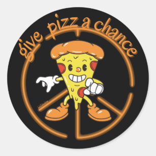 GIVE PIZZA A CHANCE funny pizza pun gift idea Classic Round Sticker