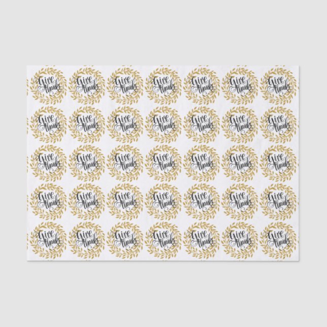 Give Tanks-Black text With Gold Wreath Tissue Paper (Front)