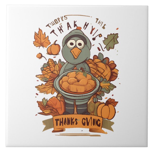 Give Thanks and Share Love Ceramic Tile (Front)
