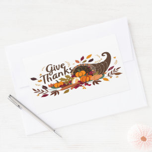 Give Thanks Autumn Foliage Rectangular Sticker