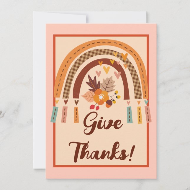 Give Thanks Autumn Rainbow Fall Text (Front)