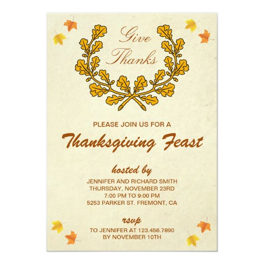Give Thanks | Autumn Wreath Thanksgiving Party Card