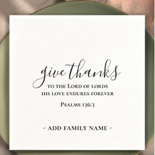 Give Thanks Bible Scripture Custom Thanksgiving Napkin