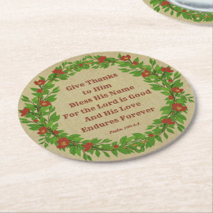 Give Thanks Bless His Name Lord is Good - Round Paper Coaster