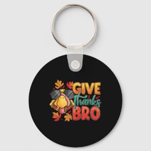 Give Thanks Bro Thanksgiving Toddler Kids Girls Bo Key Ring