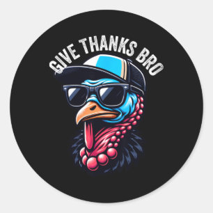 Give Thanks Bro Turkey Boys Kids Thankful Thanksgi Classic Round Sticker