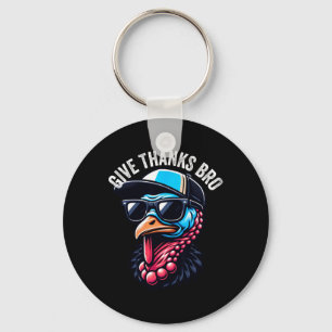 Give Thanks Bro Turkey Boys Kids Thankful Thanksgi Key Ring