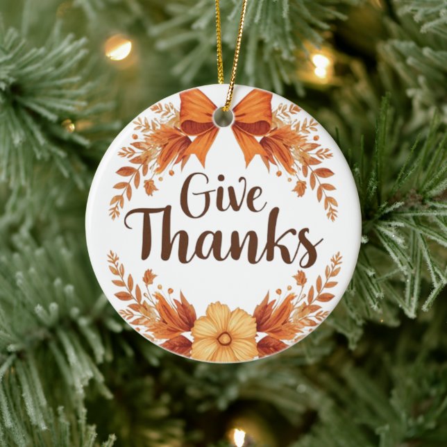 Give Thanks Ceramic Ornament (Tree)